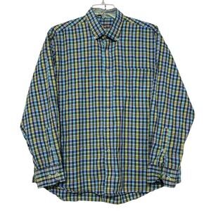 Alan Flusser Checkered Paisley Long Sleeve Button Up Shirt, Size XL